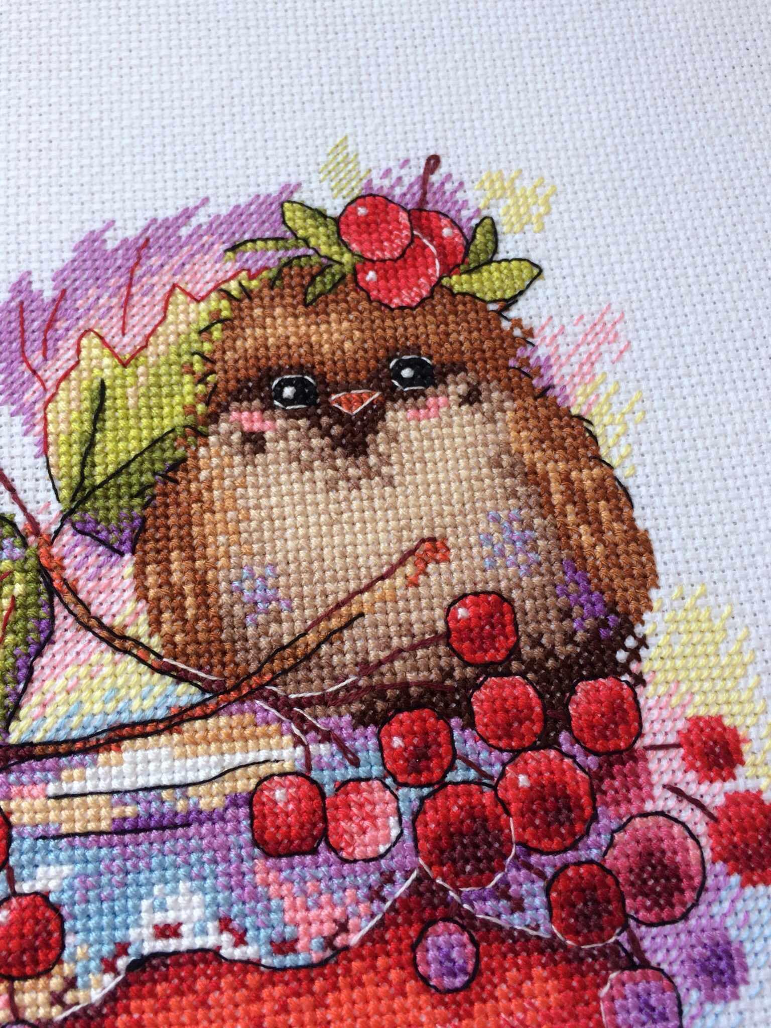 Winged Arrowwood SM-392 Counted Cross Stitch Kit featuring AIDA canvas and colorful threads.