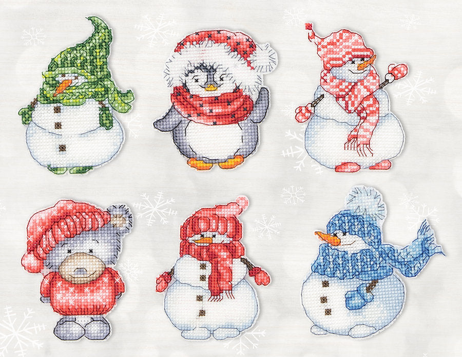 Winter Toys JK034L Counted Cross-Stitch Kit featuring Aida plastic canvas, 33 colors, needle, and instructions.