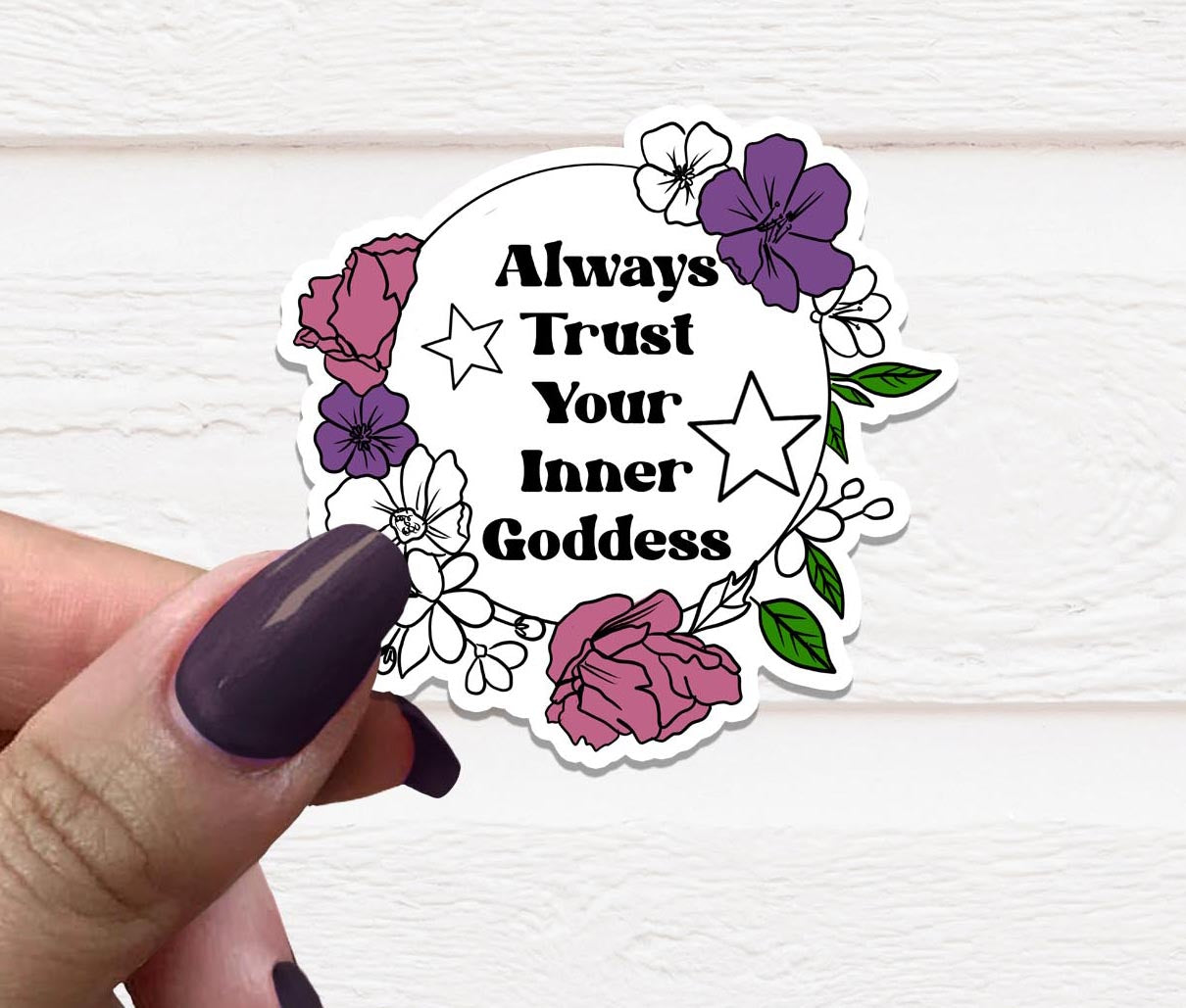 A vibrant Witchy Goddess Vinyl Sticker featuring mystical designs, perfect for personalizing various items.