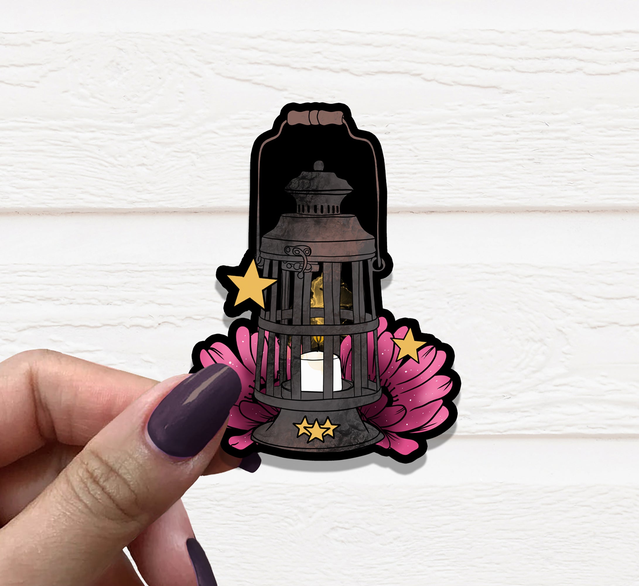 A beautifully designed Witchy Lantern Sticker featuring intricate details, perfect for decorating various surfaces.