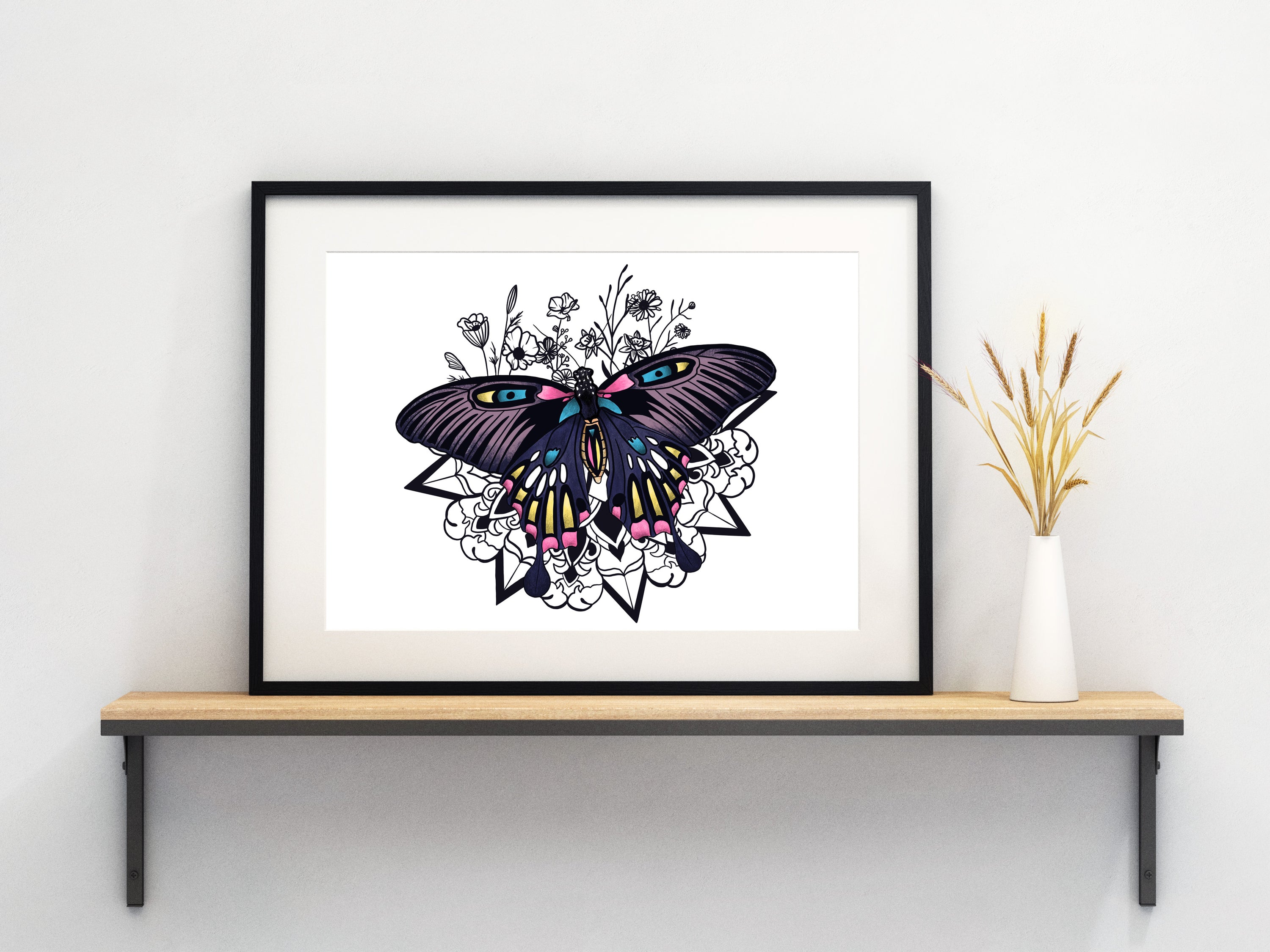 Witchy Moth Art Print featuring a mystical moth design, hand-signed and dated, printed on high-quality matte paper.