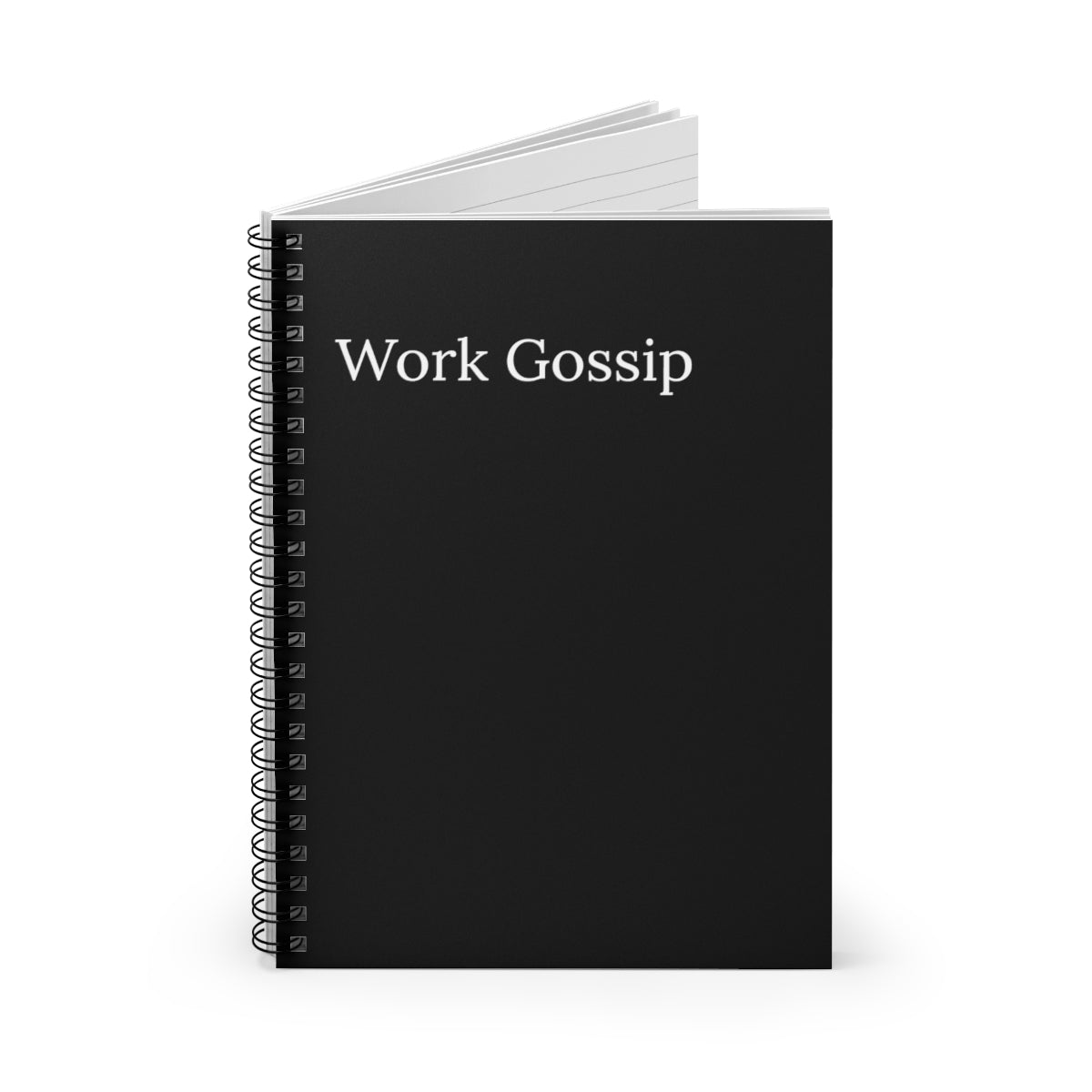 A humorous spiral notebook titled 'Work Gossip' with ruled line pages, perfect for office use.