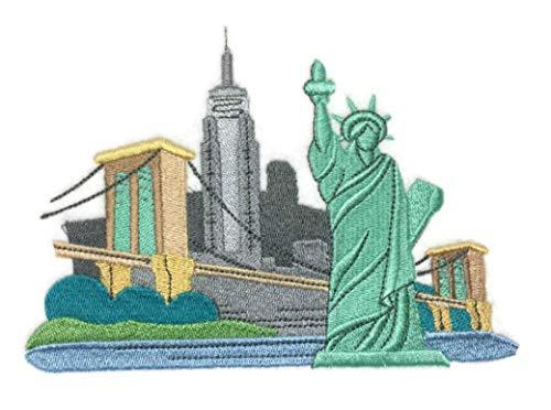 New York embroidered iron-on patch featuring vibrant colors and intricate design, perfect for personalizing garments.