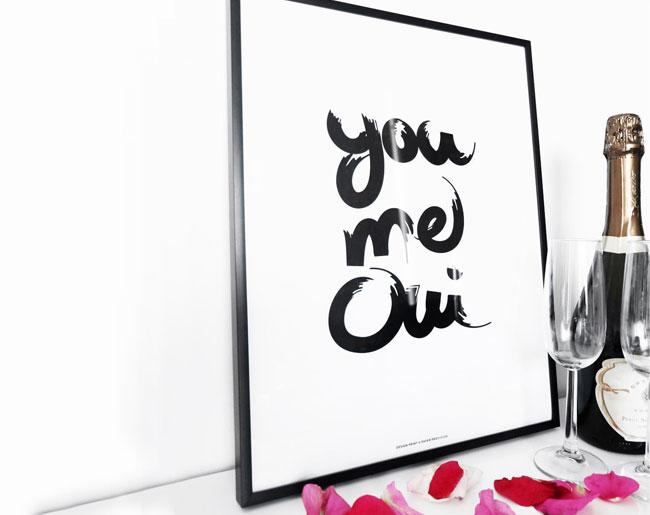 You Me Oui art print featuring vibrant colors and modern design, suitable for framing.