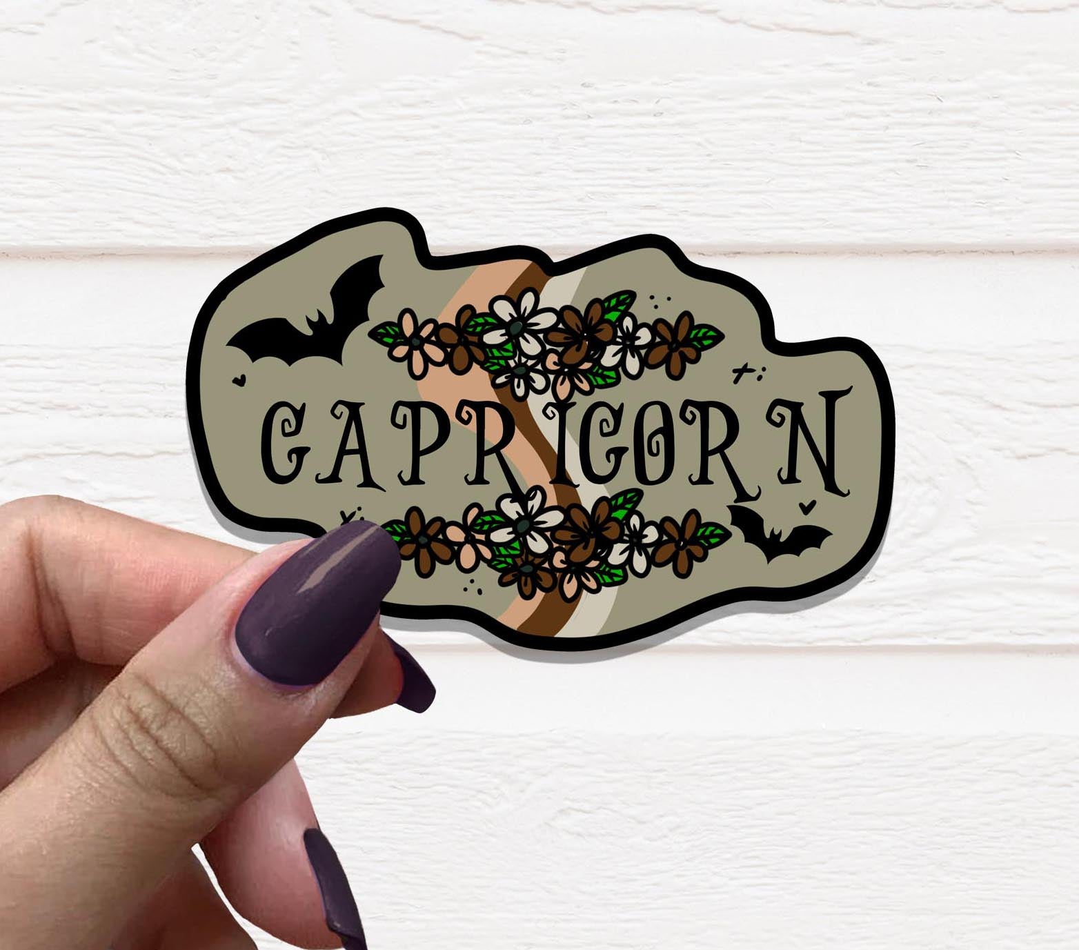 Zodiac Capricorn Vinyl Sticker, 3.5 inches wide, featuring a stylish Capricorn design on matte vinyl.