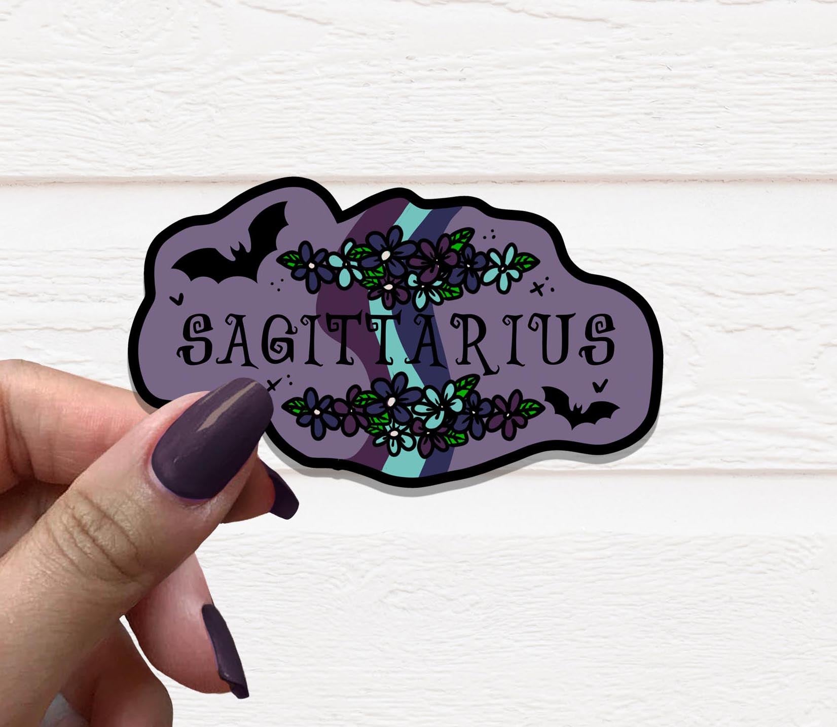 Zodiac Sagittarius Vinyl Sticker featuring a vibrant design, measuring 3.5 inches, perfect for personalizing various items.