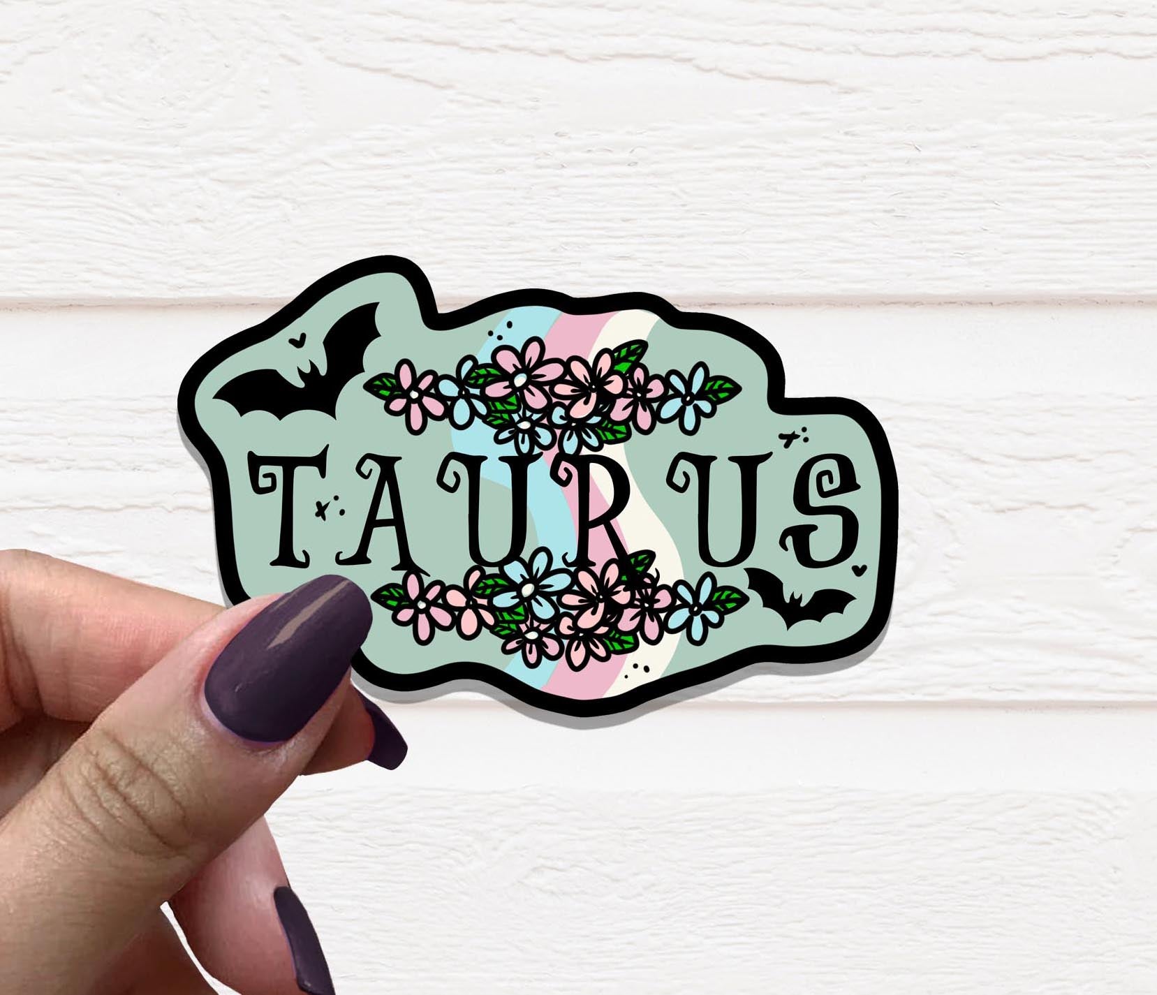 A stylish Zodiac Taurus Vinyl Sticker featuring the Taurus symbol on high-quality matte vinyl.