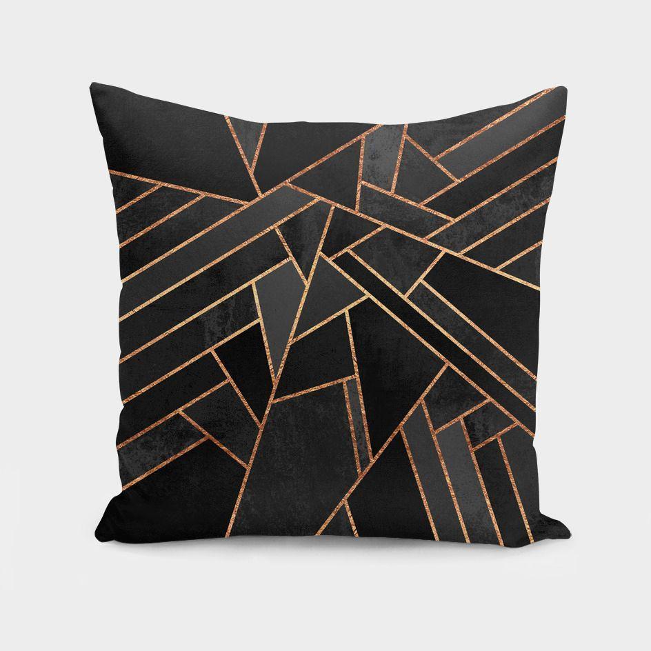 Black Night Cushion featuring a stylish double-sided print, made from 100% spun polyester poplin fabric, measuring 16" x 16" with a concealed zipper.