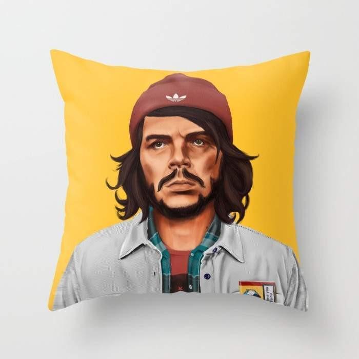 Che Guevara Cushion with double-sided print, featuring vibrant colors and a concealed zipper, perfect for home decor.