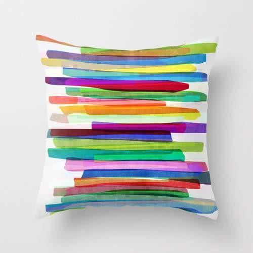 Colorful Stripes Cushion featuring vibrant striped patterns on both sides, with a concealed zipper for easy care.