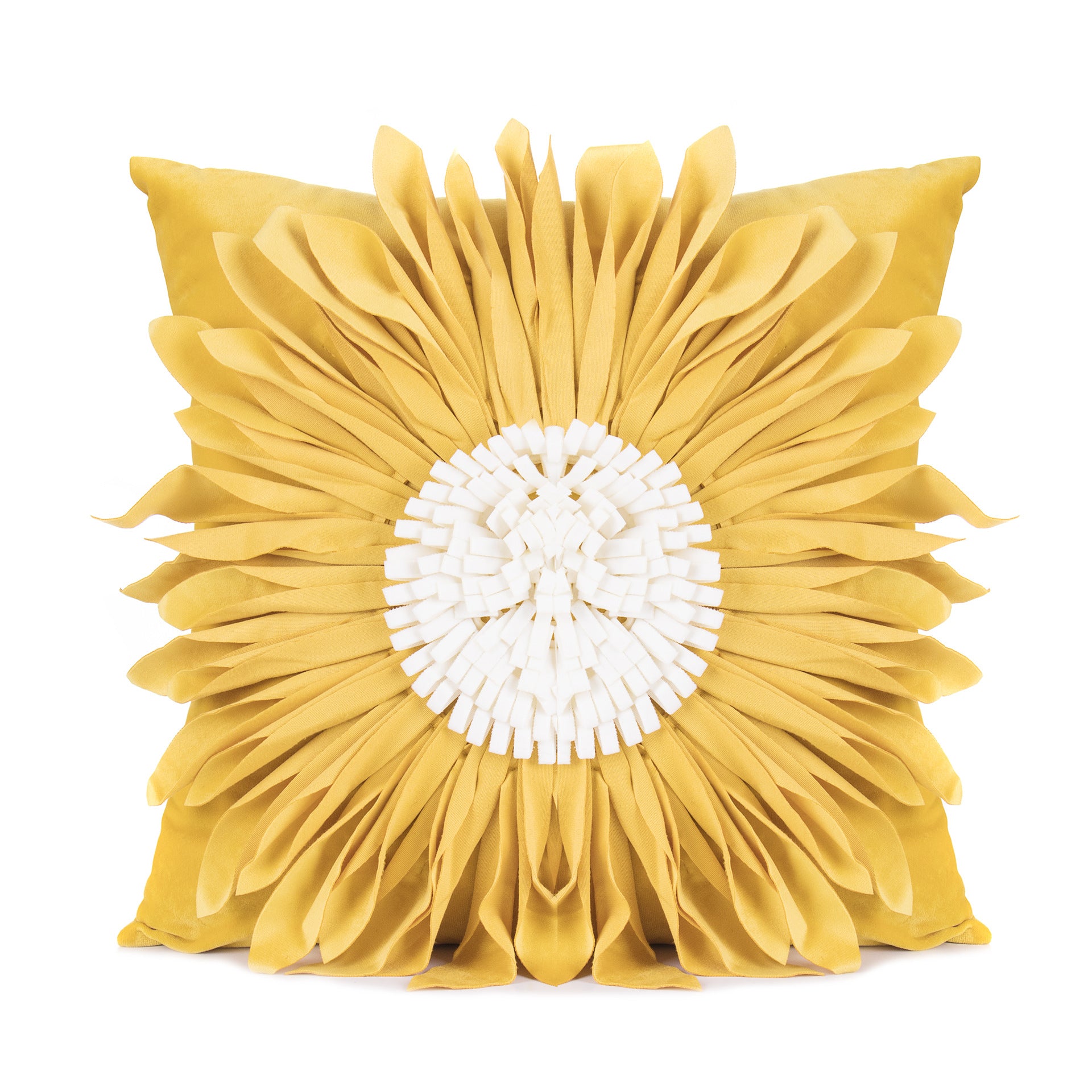 Fashion modern style white throw pillows with velvet stitching and fringed hem, showcasing a three-dimensional tufted design.