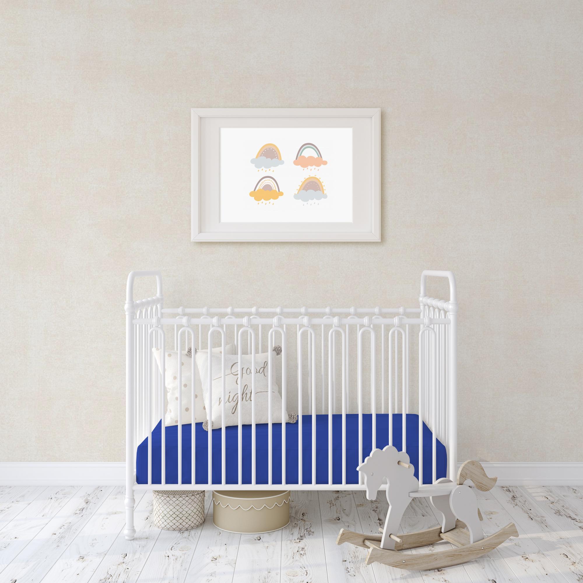 Flannel fleece crib sheet in soft cotton fabric, featuring a plush texture and all-round elastic hem for a perfect fit.