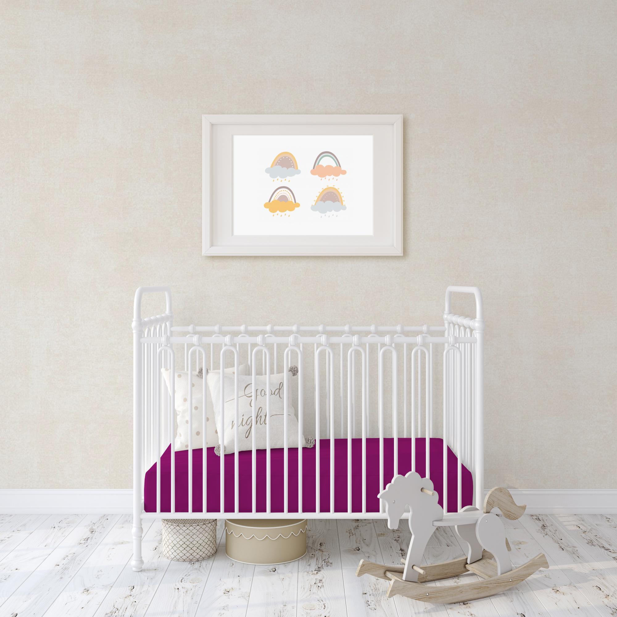 Flannel fleece crib sheet in soft cotton fabric, featuring a plush texture and all-round elastic hem for a perfect fit.