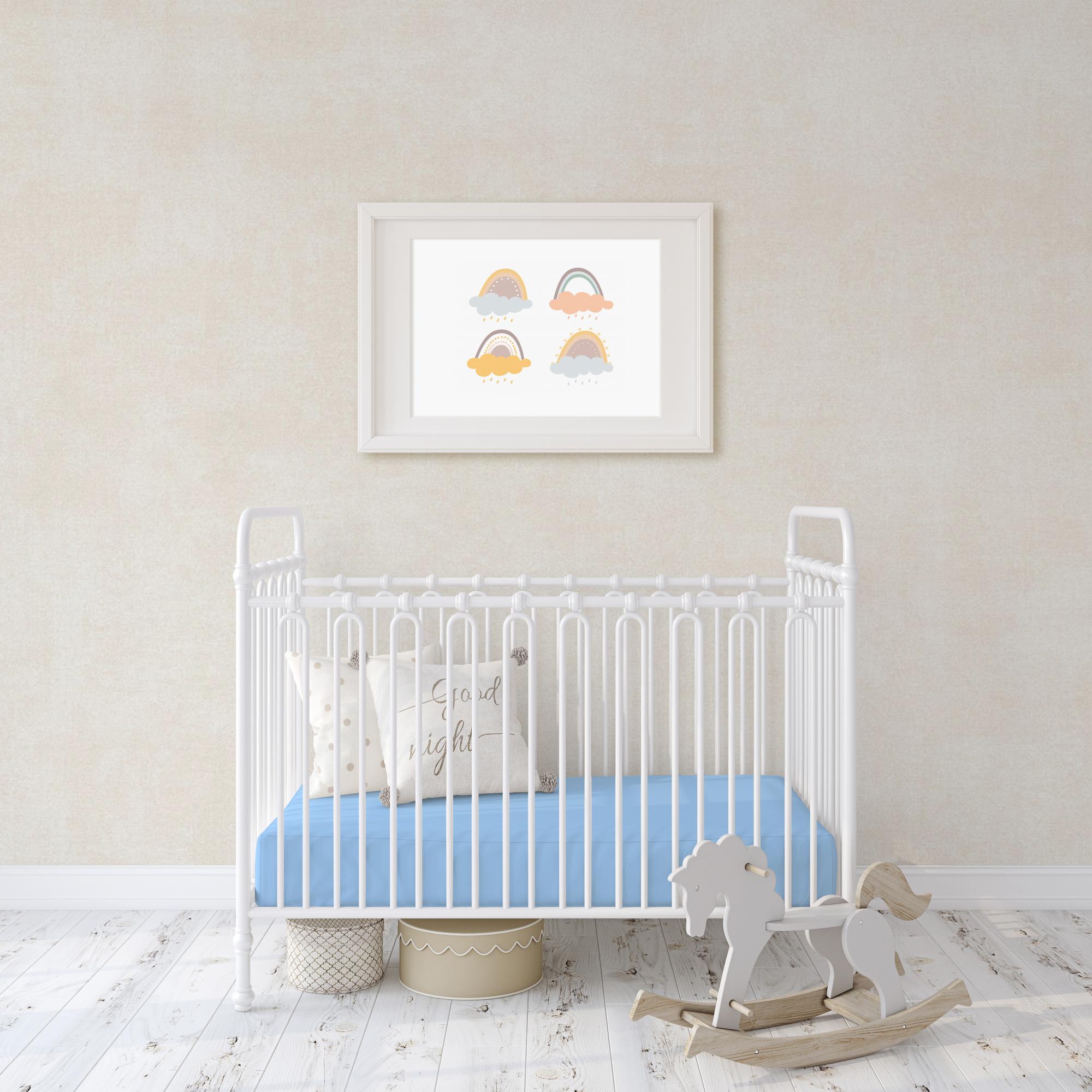 Flannel fleece crib sheet in soft cotton fabric, featuring a plush texture and all-round elastic hem for a perfect fit.