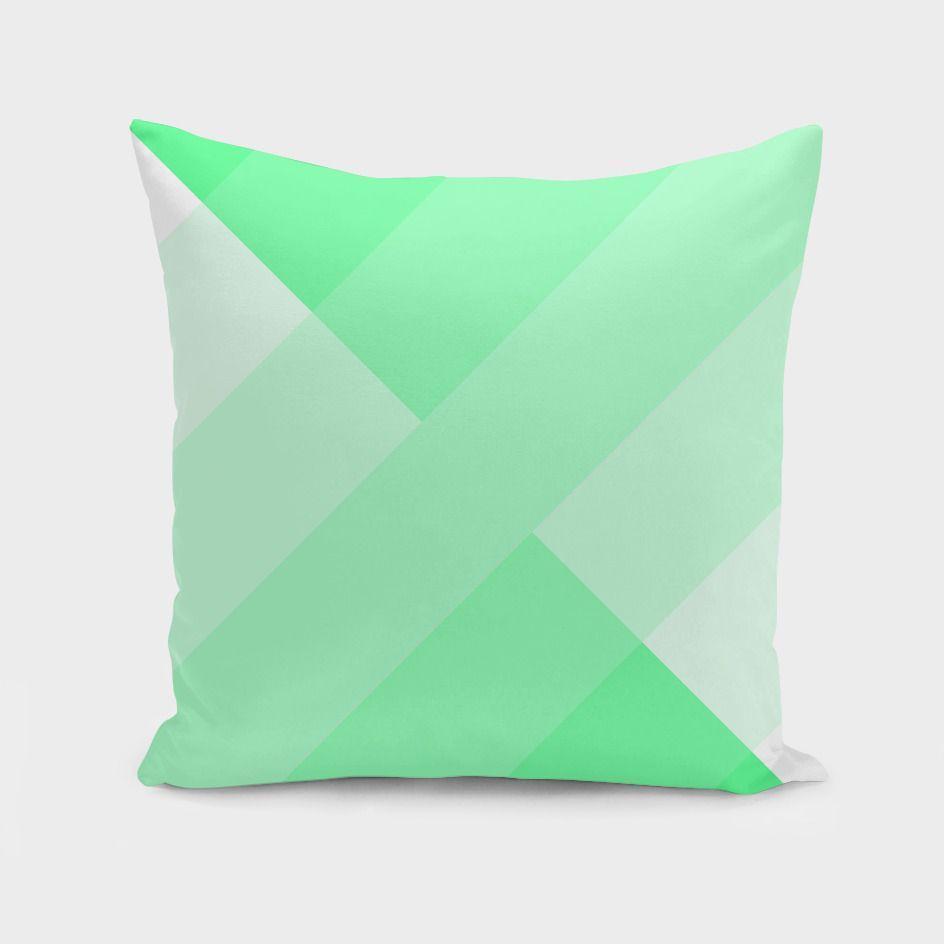 A stylish green gradient cushion measuring 16x16 inches, made from 100% spun polyester poplin fabric with a concealed zipper.