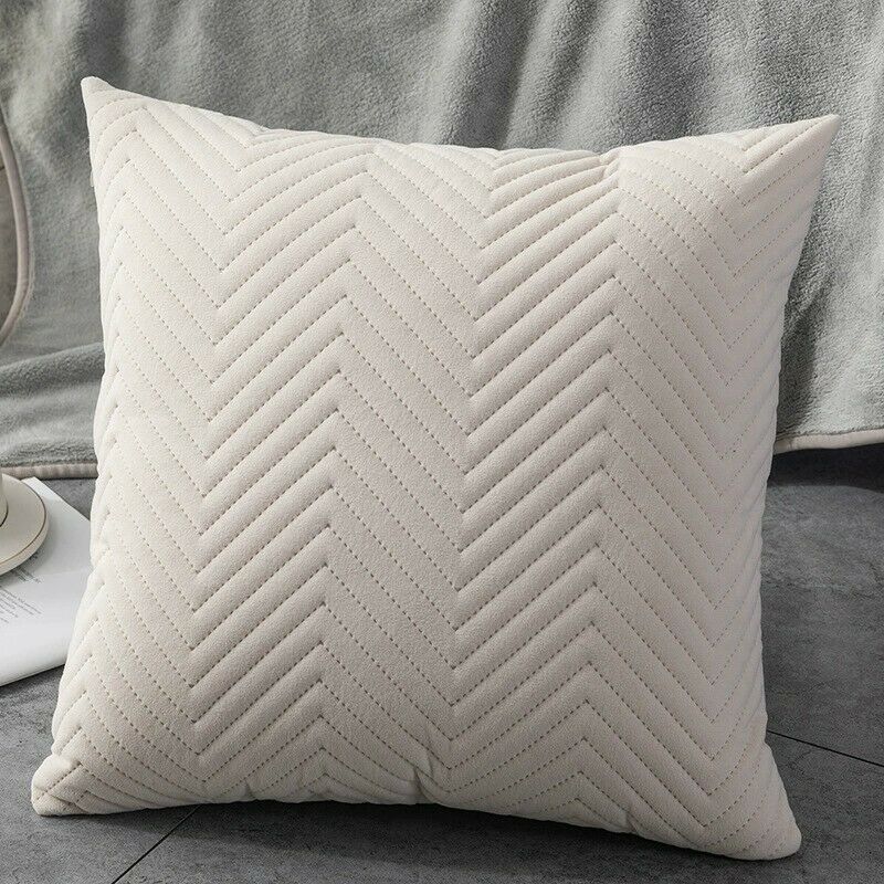 Herringbone Velvet Cushion Covers in a stylish geometric pattern, showcasing a luxurious velour texture, perfect for home and hotel decor.