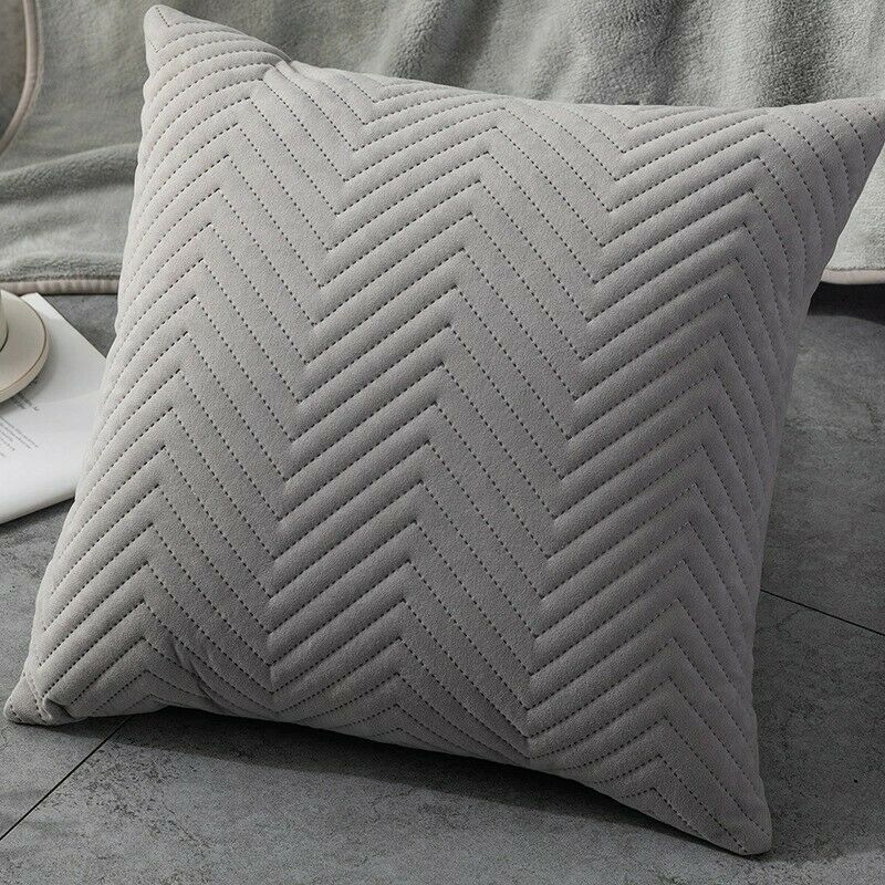 Herringbone Velvet Cushion Covers in a stylish geometric pattern, showcasing a luxurious velour texture, perfect for home and hotel decor.