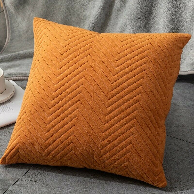 Herringbone Velvet Cushion Covers in a stylish geometric pattern, showcasing a luxurious velour texture, perfect for home and hotel decor.