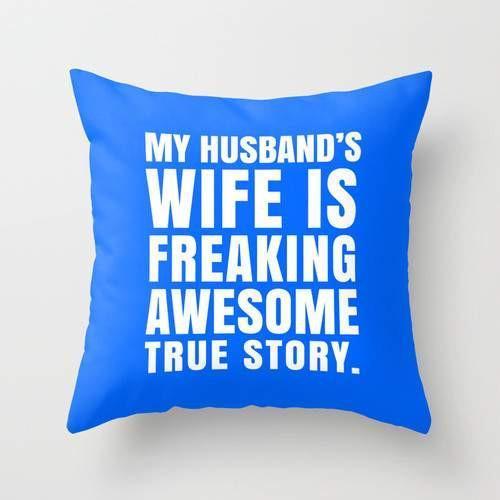 Husband Wife Pillow cover featuring a stylish double-sided print, made from 100% spun polyester fabric, measuring 16x16 inches.