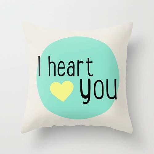 I Heart You Pillow cover featuring a vibrant double-sided print with heart design, made from 100% spun polyester poplin fabric.