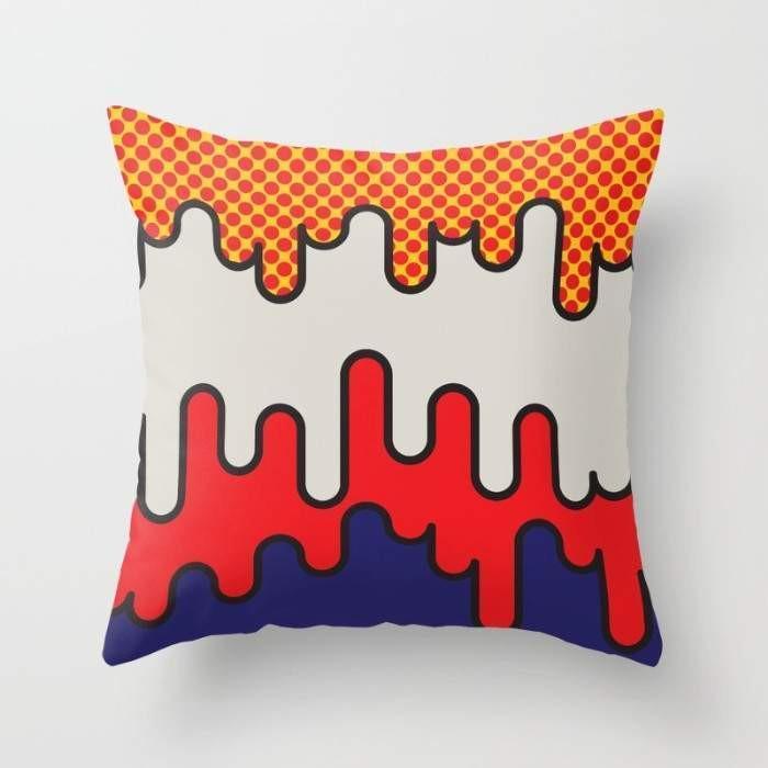 Lichtenstein Pillow cover featuring a vibrant double-sided print, made from 100% spun polyester poplin fabric, measuring 16x16 inches.