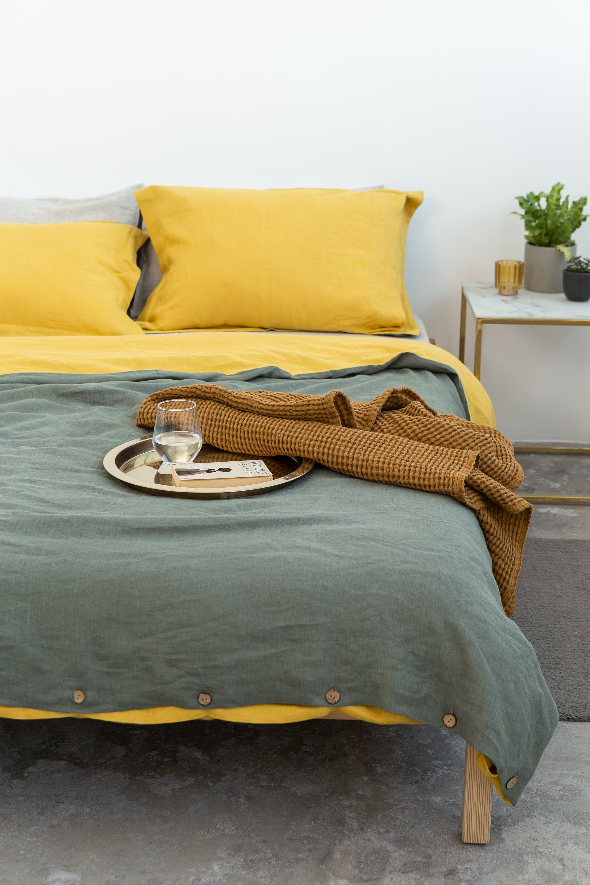 Honey Linen Sham Pillowcase made from 100% natural linen, showcasing its soft texture and warm color.