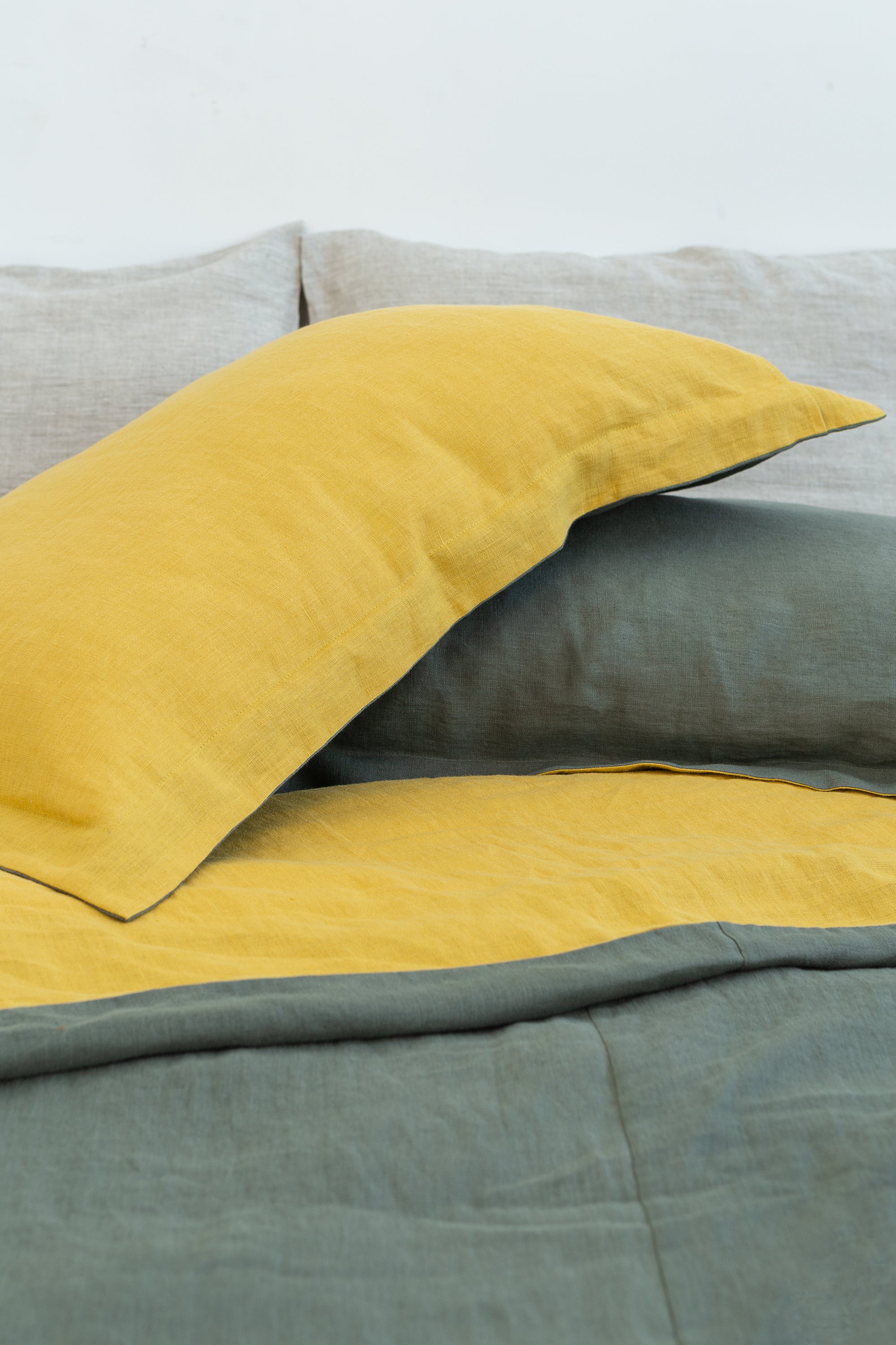 Honey Linen Sham Pillowcase made from 100% natural linen, showcasing its soft texture and warm color.