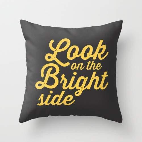 LOOK ON THE BRIGHT SIDE Pillow cover featuring vibrant colors and a cheerful design, made from 100% spun polyester poplin fabric.