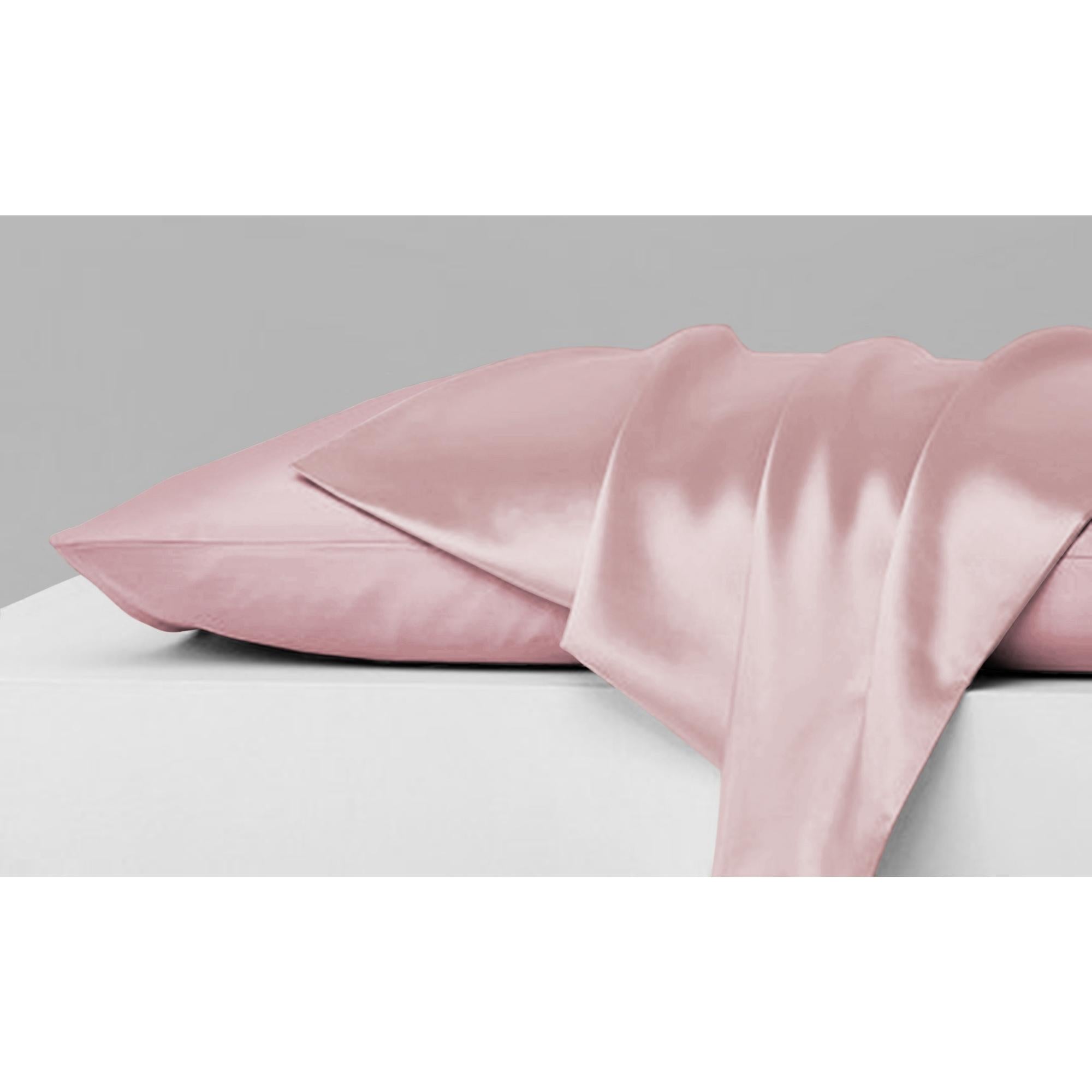 Luxurious satin anti-acne pillowcase in queen size, showcasing its smooth texture and elegant design.