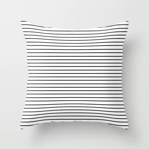 A stylish Minimal Stripes Pillow cover featuring a modern design with double-sided print, measuring 16x16 inches, made from durable polyester fabric.