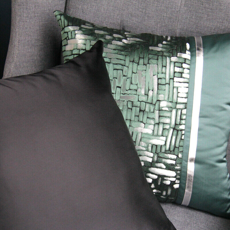 Modern Jacquard Silk Cushion Cover in checked pattern, 43x43 cm, perfect for home and hotel decor.