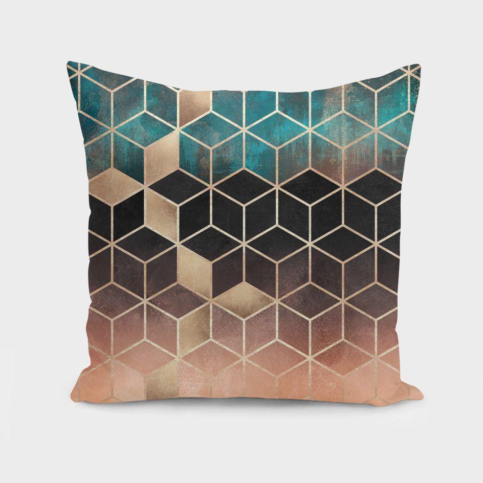 Ombre Dream Cubes Cushion featuring a stylish ombre design, made from 100% spun polyester poplin fabric, with a concealed zipper and double-sided print.