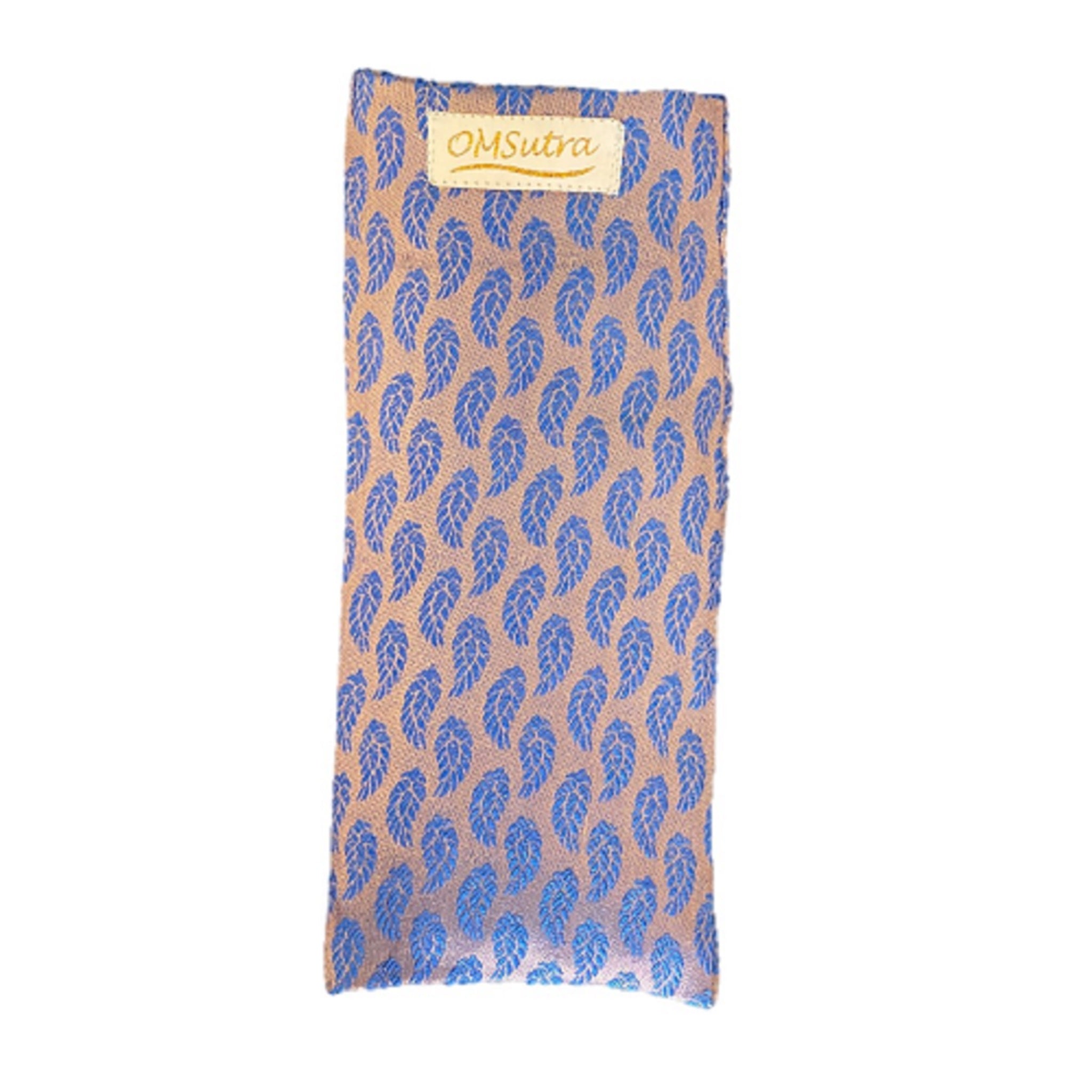 OMsutra Floral Silk Eye Pillow filled with natural flax seeds, featuring a beautiful floral design, perfect for relaxation and meditation.