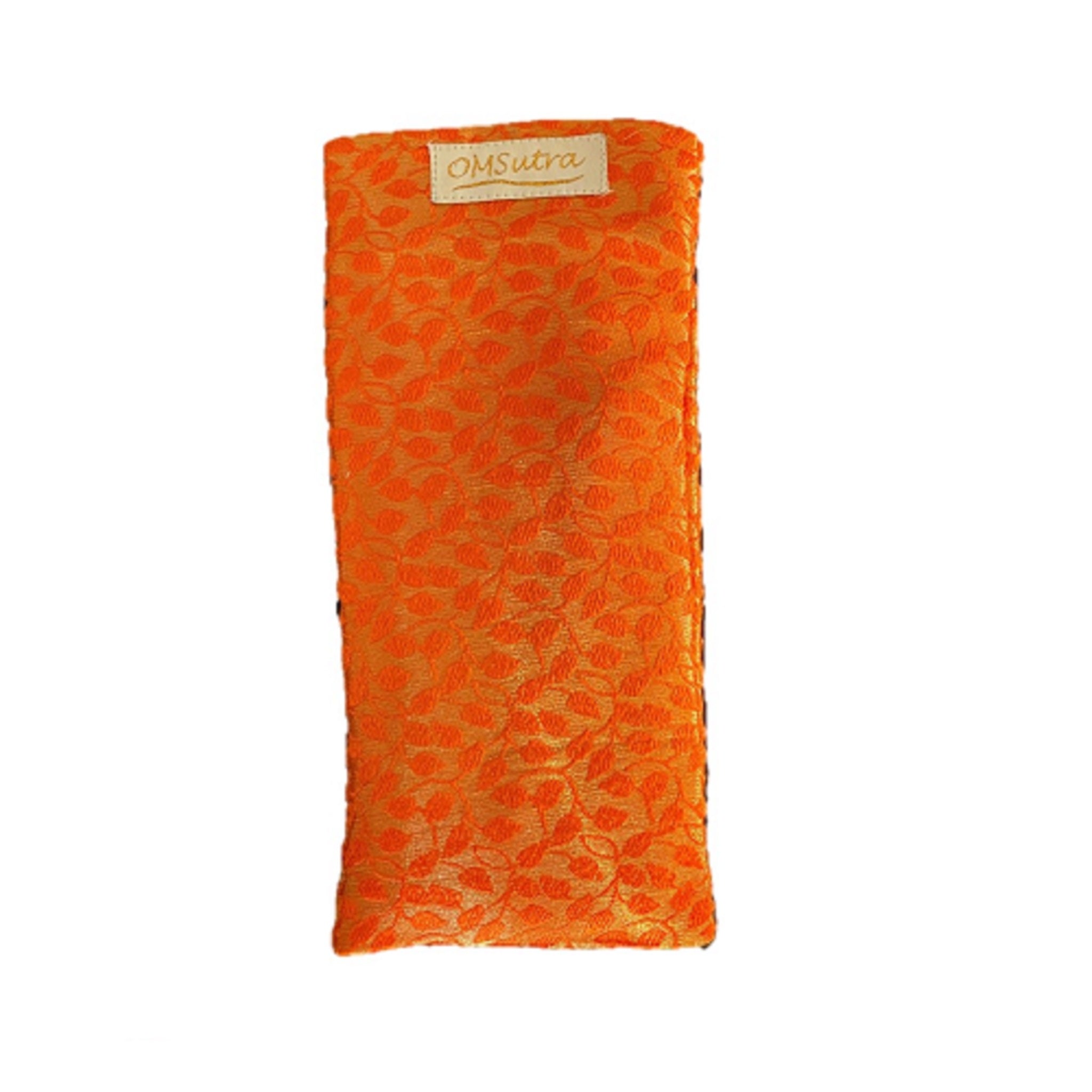 OMsutra Floral Silk Eye Pillow filled with natural flax seeds, featuring a beautiful floral design, perfect for relaxation and meditation.