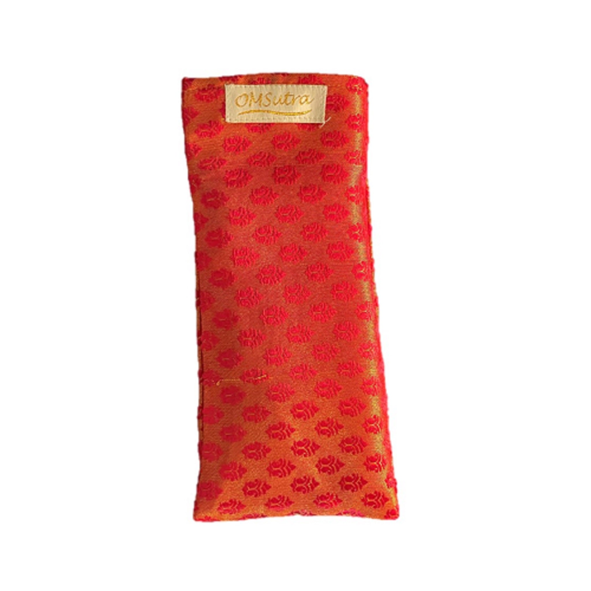 OMsutra Floral Silk Eye Pillow filled with natural flax seeds, featuring a beautiful floral design, perfect for relaxation and meditation.