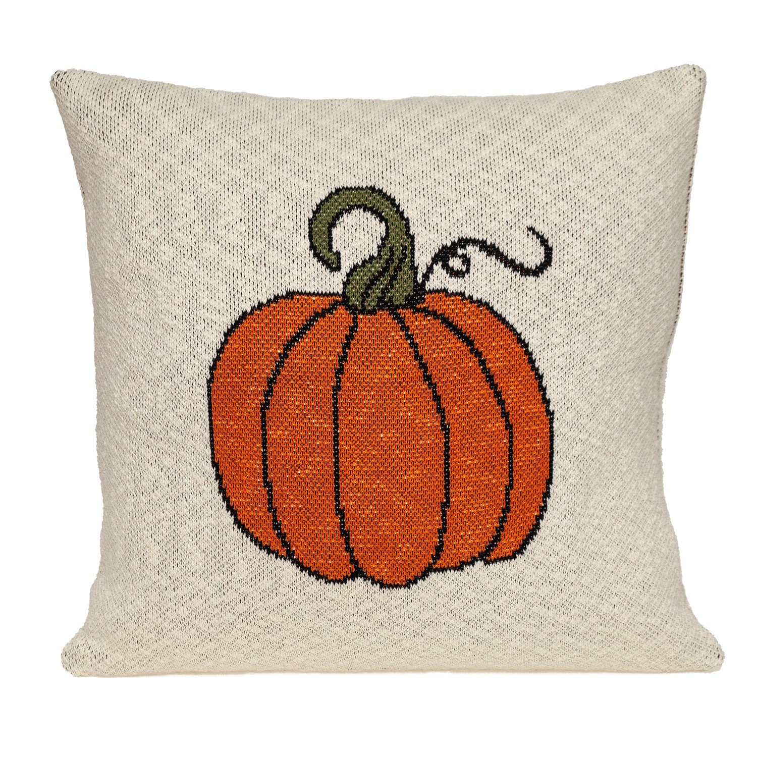 Pumpkin Silhouette Throw Pillow in beige with contrasting pumpkin design, perfect for autumn decor.