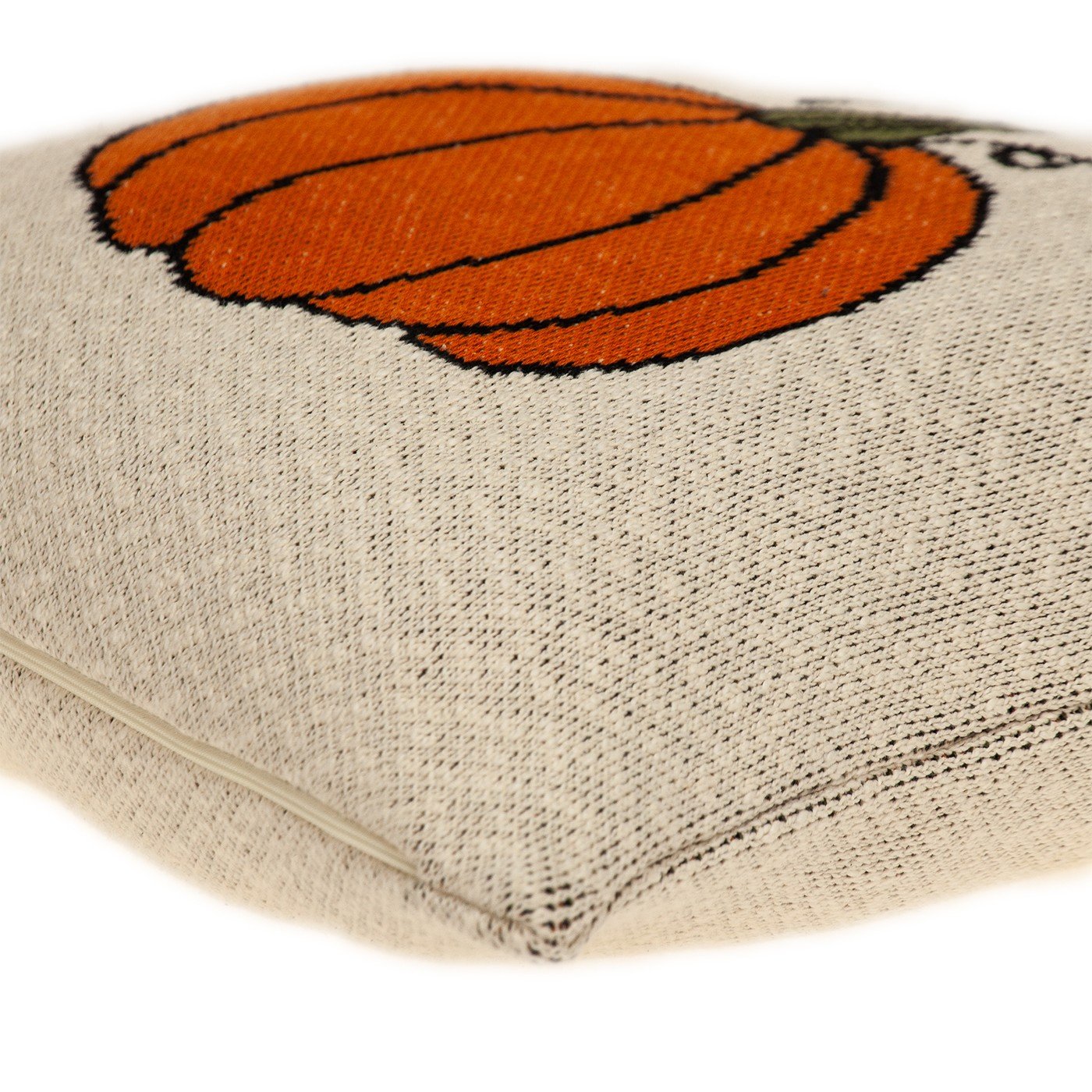 Pumpkin Silhouette Throw Pillow in beige with contrasting pumpkin design, perfect for autumn decor.