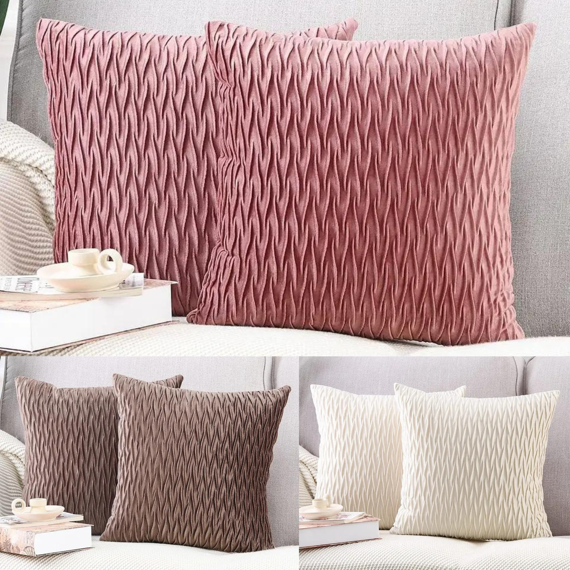 Scissors pattern design velvet cushion cover in three colors, 45 x 45 cm, showcasing a luxurious texture and stylish design.