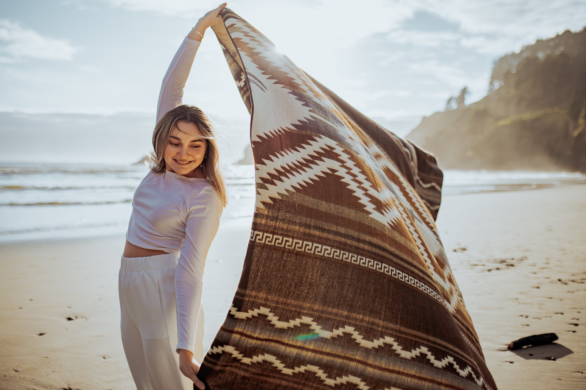 Shuar Blanket - Dusty, featuring vibrant colors and intricate patterns, handcrafted by Ecuadorian artisans, perfect for cozying up or outdoor use.