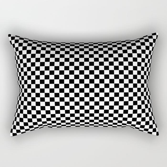 Square black and white rectangle pillow with artistic design, perfect for home decor.