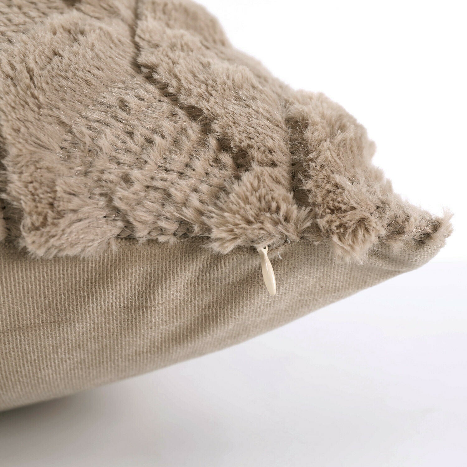 Super Soft Fluffy Plush Cushion Cover in a cozy living room setting, showcasing its plush texture and stylish design.