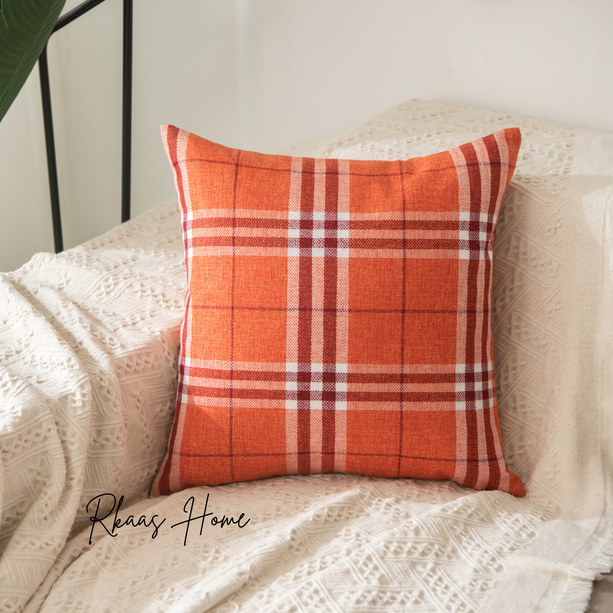 Tartan Check Cushion Cover in three colors, 45x45 CM, perfect for home decor.