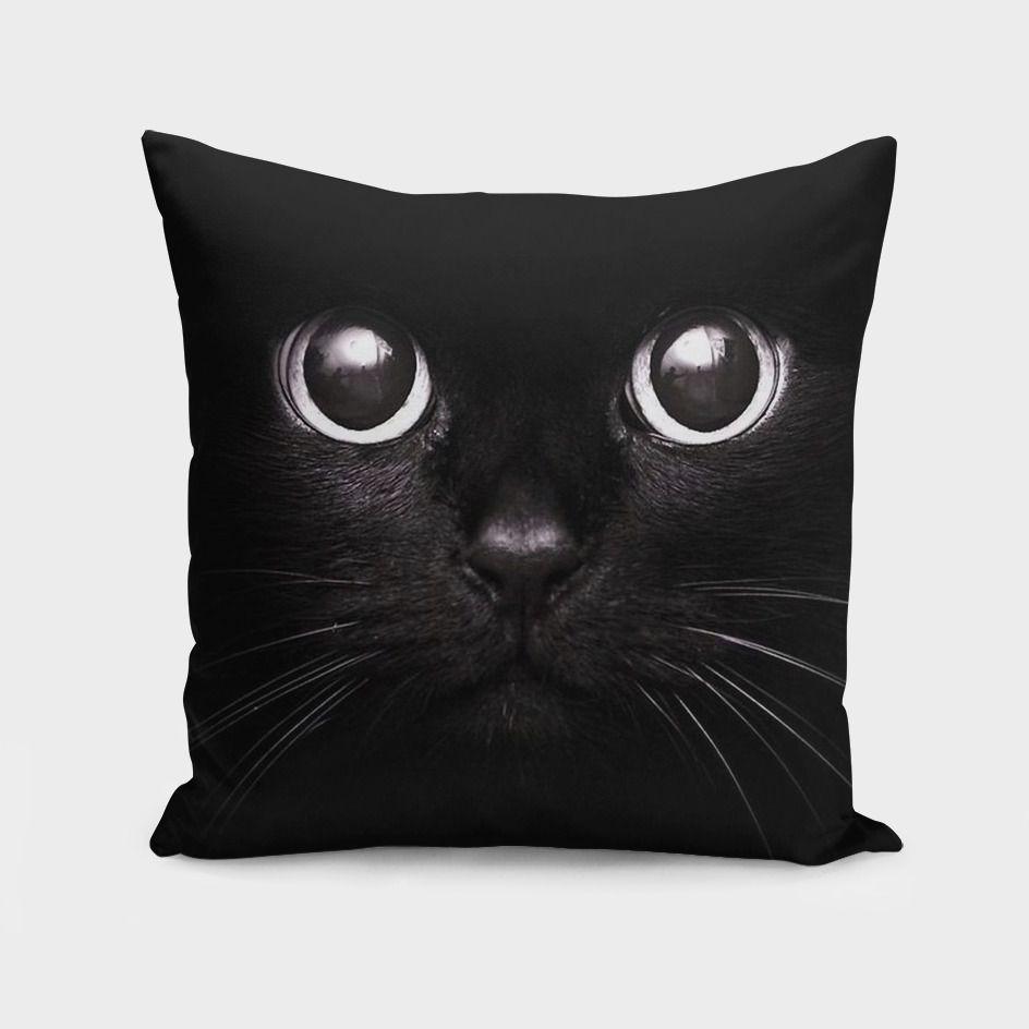 A stylish 16x16 throw pillow featuring a whimsical black cat design on both sides, made from durable spun polyester fabric with a concealed zipper.