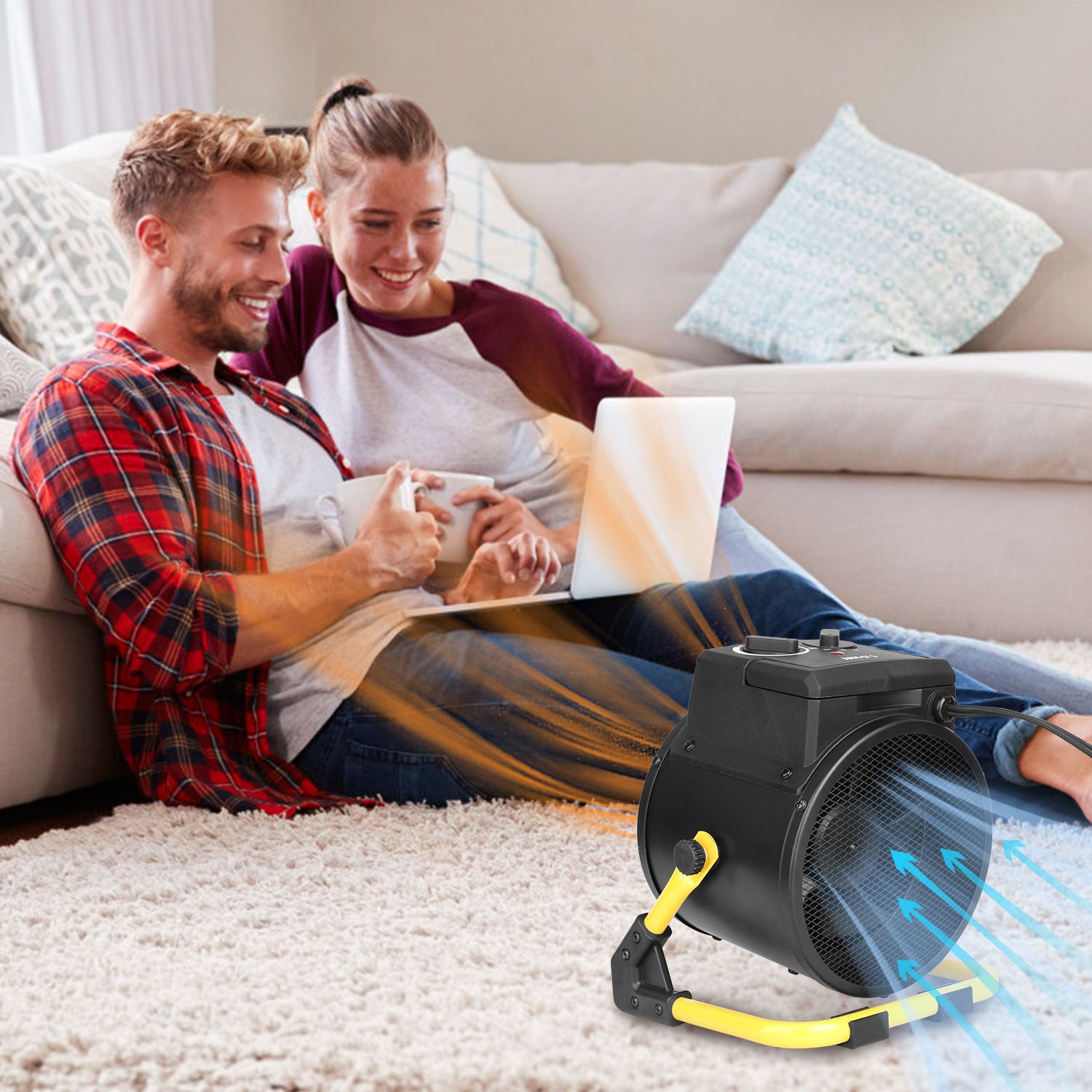 1500W Portable Electric Space Heater in black, featuring adjustable modes and a compact design for personal use.