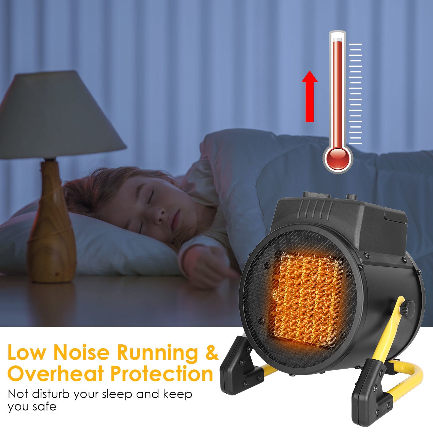 1500W Portable Electric Space Heater in black, featuring adjustable modes and a compact design for personal use.