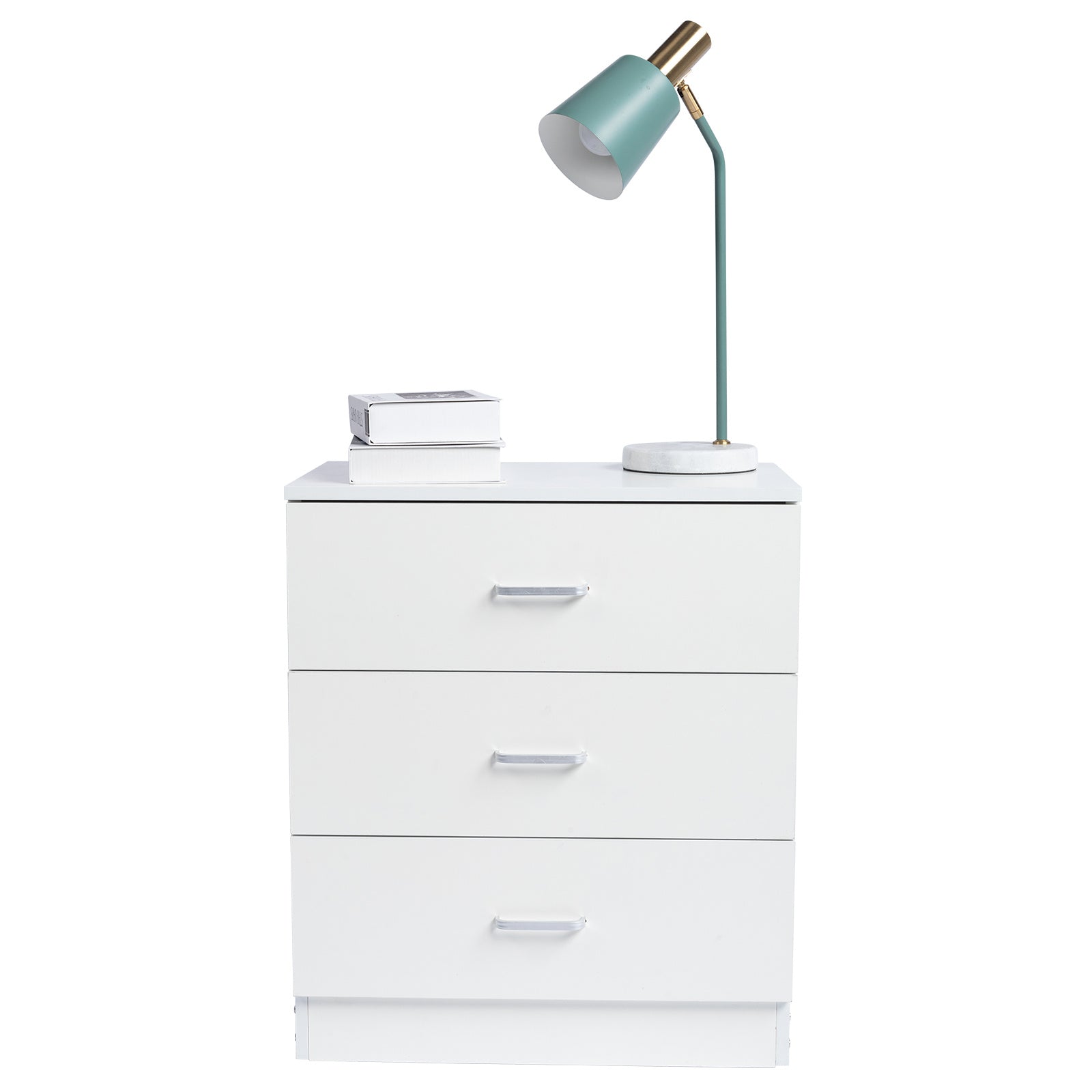 Elegant 3-Drawer Dresser made of high-quality P2 wood, featuring three spacious drawers and a stylish white finish.