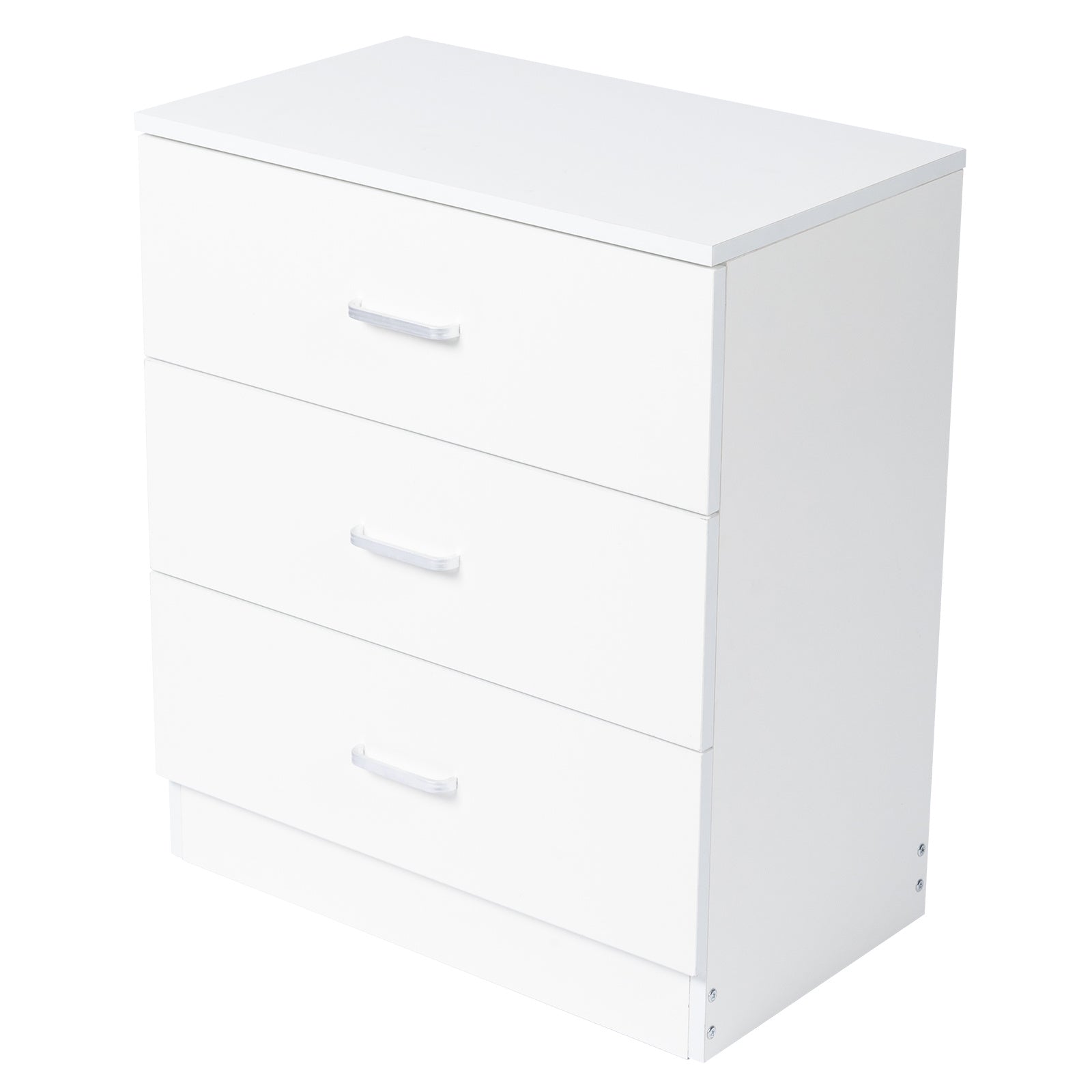 Elegant 3-Drawer Dresser made of high-quality P2 wood, featuring three spacious drawers and a stylish white finish.