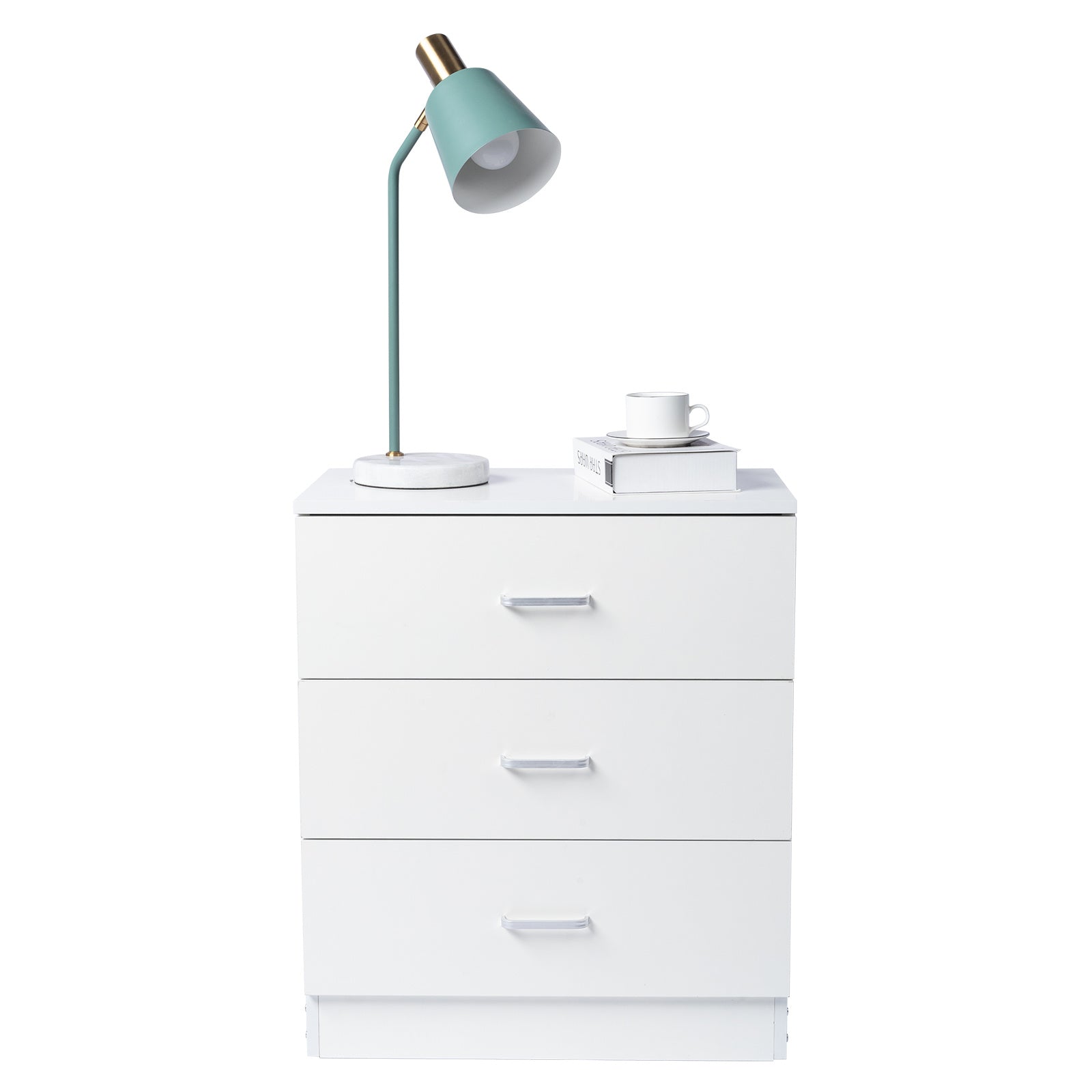 Elegant 3-Drawer Dresser made of high-quality P2 wood, featuring three spacious drawers and a stylish white finish.