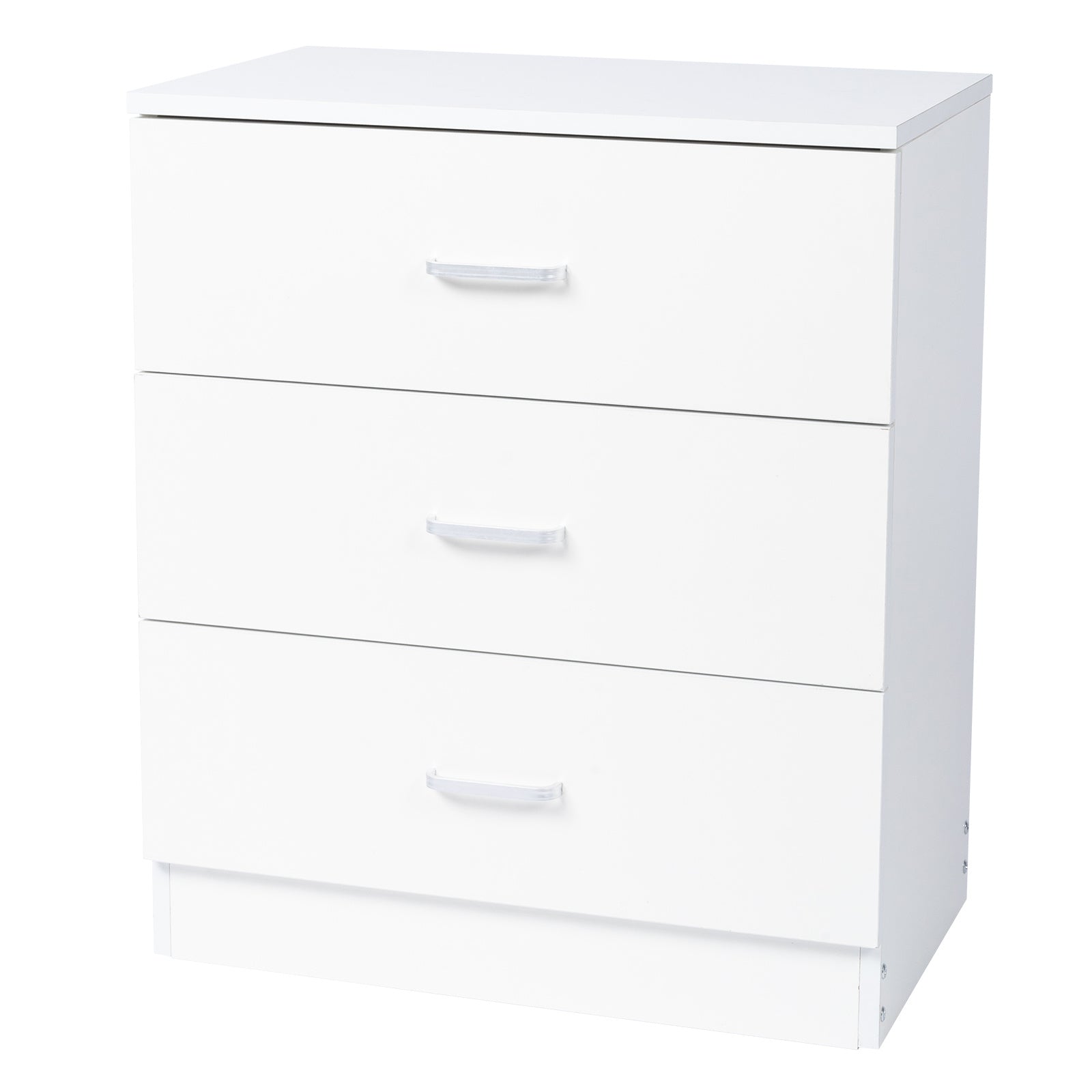 Elegant 3-Drawer Dresser made of high-quality P2 wood, featuring three spacious drawers and a stylish white finish.