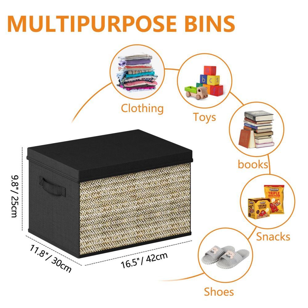 Set of four foldable fabric storage boxes with handles, ideal for organizing various items in stylish design.